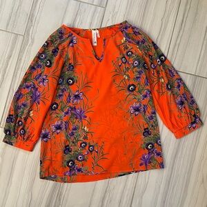 Orange Floral Blouse